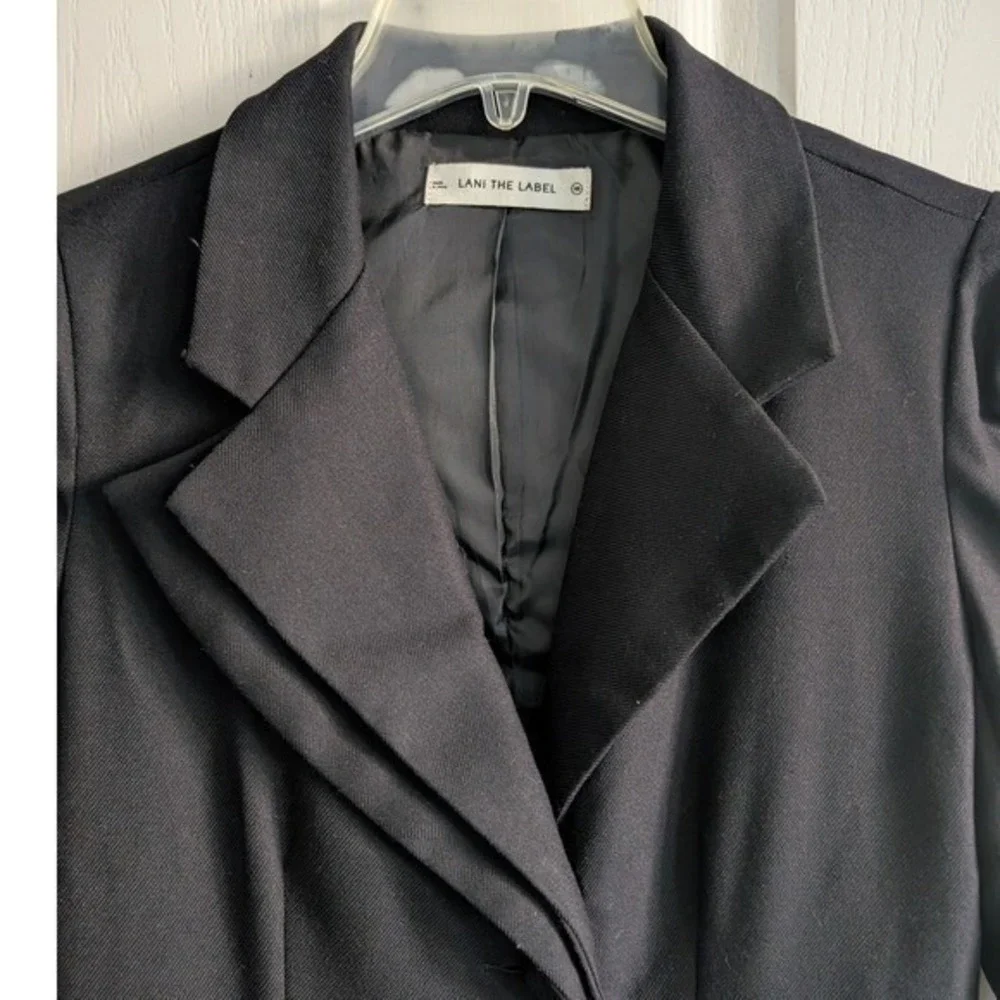 LANI THE LABEL Black Camden Blazer Mini Dress Bell Sleeve Button Black Womens XS - Picture 4 of 13